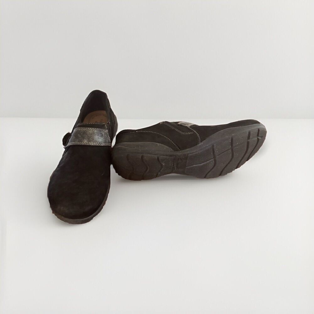 Clarks Collection Womens Loafer Shoes Sz 6.5M Black Comfort Padded Casual Simple